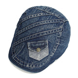 Fashion,Vintage,Pocket,Design,Denim,Beret,Duckbill,Buckle,Cabbie