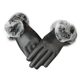 Women,Ladies,Rabbit,Artificial,Leather,Screen,Touch,Windproof,Gloves,Dacron,Linen,Mittens