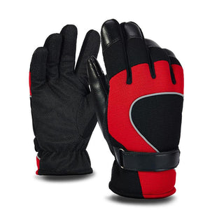 Winter,Windproof,Mittens,Gloves,Reflective,Strip,Leather,Patchwork,Fleece