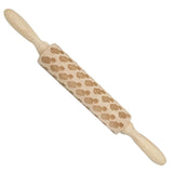 Loskii,JM01691,Wooden,Christmas,Embossed,Rolling,Dough,Stick,Baking,Pastry,Christmas,Decoration