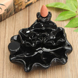 Black,Porcelain,Tower,Backflow,Incense,Burner,Ceramic,Buddhist,Holder,Incense,Cones