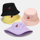 Women,Summer,Protection,Fruit,Pattern,Embroidery,Casual,Visor,Bucket