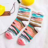 Women,Cotton,Striped,Athletic,Socks,Outdoor,Elastic