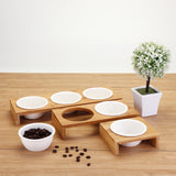 Elevated,Bamboo,Feeder,Ceramic,Raised,Stand,Sizes,Durable