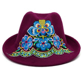 Women,Ethnic,Style,Floral,Embroidered,Outdoor,Protection,Fedora