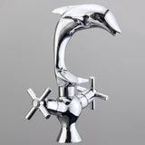 Creative,Dolphin,Shape,Double,Handle,Basin,Mixer,Chrome,Finish,Faucet