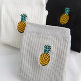 Women,Cotton,Pineapple,Embroidery,Middle,Socks,Breathable,Short,Sports,Socks