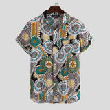 INCERUN,Short,Sleeve,Vintage,Ethnic,Printed,Shirts,Hawaiian,Beach,Party,Blouse