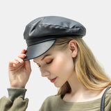 Leather,Beret,Literary,Octagonal,Military