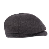 Winter,Classic,Vintage,Pinstripe,Twill,Beret,Peaked,Gentlemen
