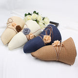 Women,Folding,Woven,Brimmed,Bucket,Outdoor,Bandage,Beach,Dress,Visor,Bowknot