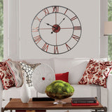 Classic,Large,Metal,Wrought,Clock,Roman,Numerals,Steampunk,Decor