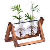 Creative,Hydroponics,Planter,Flower,Wooden,Stand,Glass,Terrarium,Container,Tabletop,Office,Wedding,Decor