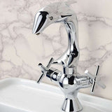 Creative,Dolphin,Shape,Double,Handle,Basin,Mixer,Chrome,Finish,Faucet