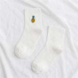 Women,Cotton,Pineapple,Embroidery,Middle,Socks,Breathable,Short,Sports,Socks