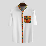 INCERUN,Summer,Ethnic,Style,Printed,Shirt,Short,Sleeve,African,Clothes,Dashiki,Stand,Collar,Streetwear,Camisa