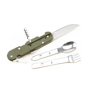 Multifunctional,Stainless,Steel,Tableware,Folding,Spoon,Opener,Blade,Outdoor,Camping,Picnic