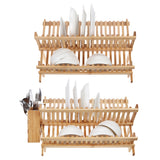 Bamboo,Drainer,holder,Stand,Plate,Drying,Storage,Kitchen