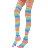 VONDA,Womens,Striped,Thigh,Rainbow,Girls,Socks,Stocking