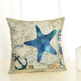 45*45cm,Creature,Pillow,Octopus,Seahorse,Conch,Print,Cushion,Cover,Linen,Throw,Pillow