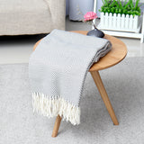 Cotton,Herringbone,Single,Armchair,Blankets,Throw,White