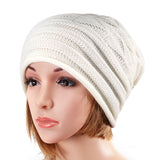 Unisex,Knitted,Crochet,Stripe,Beanie,Knitting,Foldable,Elastic,Baggy,Women