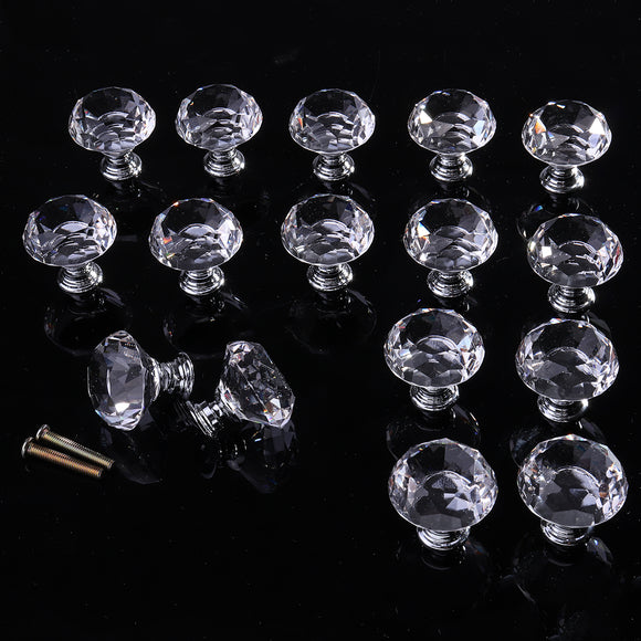 16PCS,Crystal,Glass,Cabinet,Diamond,Shape,Drawer,Cupboard,Handle,Pulls