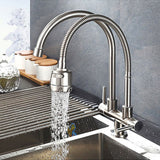 Stainless,Steel,Double,Faucet,Basin,Swivel,Water,Mixer