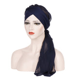 Women,Forehead,Cross,Beanie,Solid,Color,Fashion,Chiffon