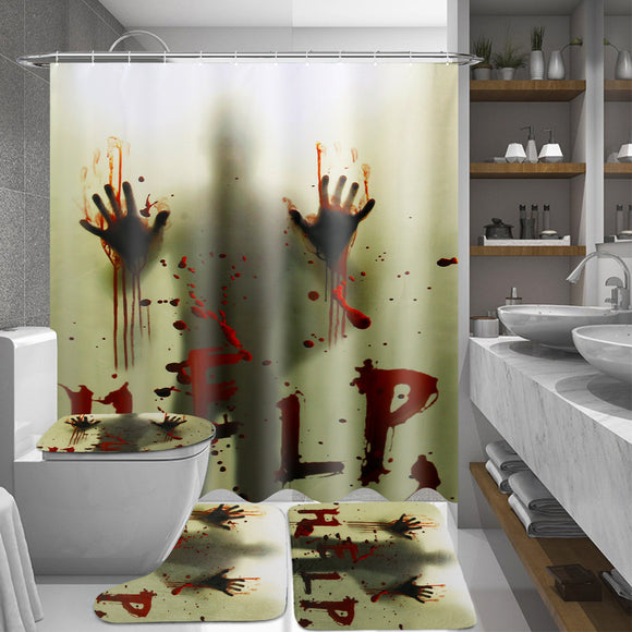 180x180cm,Bloody,Hands,Bathroom,Waterproof,Shower,Curtain,Carpets,Toilet,Cover,Floor,Halloween