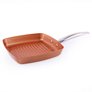 Copper,Square,Frying,Aluminum,Alloy,Striped,Frying,Grade,Physical,Nonstick