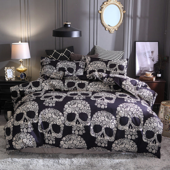 Bedding,Skull,Printing,Quilt,Cover,Pillowcase,Queen
