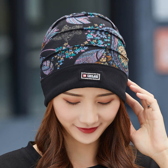 Women,Cotton,Floral,Pattern,Casual,Fashion,Breathable,Outdoor,Pleats,Turban,Beanie