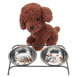 Double,Stand,Feeder,Water,Stainless,Steel,Durable