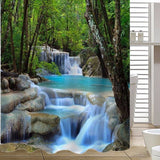 2x1.8CM,Polyester,Waterfall,Nature,Scenery,Bathroom,Shower,Curtain,Hooks