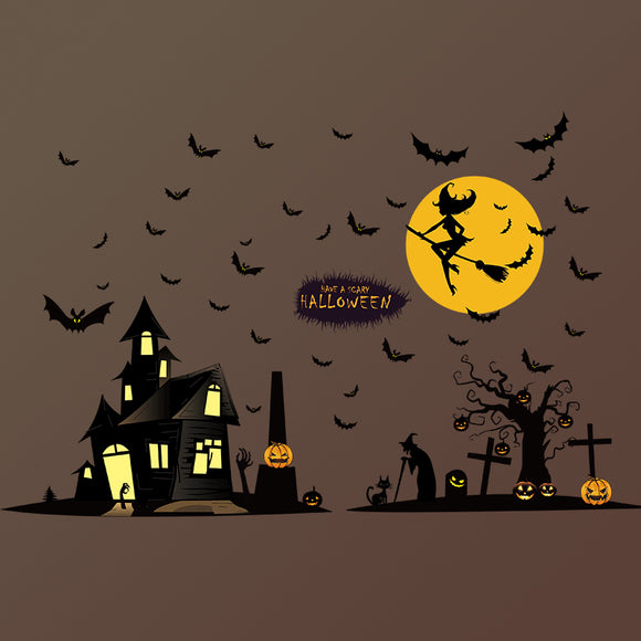 Miico,XL891,Cartoon,Sticker,Halloween,Sticker,Removable,Sticker,Decoration,Witch