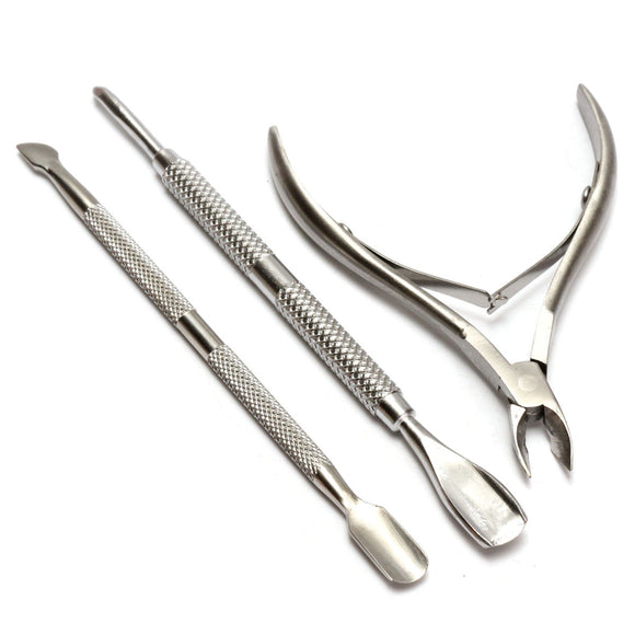Stainless,Steel,Cuticle,Spoon,Pusher,Remover,Cutter,Nipper,Clipper,Manicure