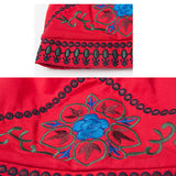 Women,Ethnic,Embroidery,Cotton,Beanie,Vintage,Flower,Pattern,Elastic,Adjustable