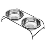 Double,Stand,Feeder,Water,Stainless,Steel,Durable