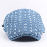 Vintage,Holes,Scratch,Denim,Beret,Casual,Sunshade,Newsboy