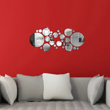 Honana,28Pcs,Silver,Circle,Mirror,Stickers,Bedroom,Office,Decor