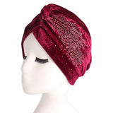 Womens,Pleuche,Skullies,Beanies,Bonnet,Autumn,Casual,Diamond,Beanies,Turban