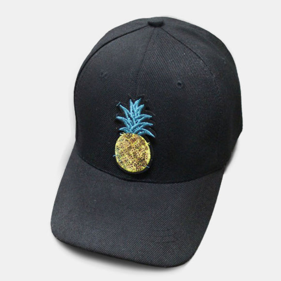 Women,Cotton,Fruit,Pineapple,Embroidery,Casual,Sport,Curve,Sunscreen,Visor,Baseball