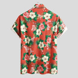 INCERUN,Summer,Hawaiian,Shirt,Flower,Printed,Casual,Streetwear,Breathable,Beach,Blouse,Short,Sleeve,Lapel,Shirts