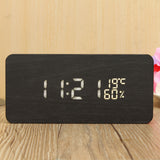 Voice,Control,Wooden,Wooden,Rectangle,Temperature,Digital,Alarm,Clock,Humidity,Thermometer