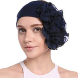 Women,Winter,Chiffon,Muslin,Flower,Turban,Elastic,Decorative,Headband