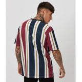 Fashion,Men's,Loose,Stripes,Printing,Short,Sleeve,Breathable,Comfortable,Sports,Hiking