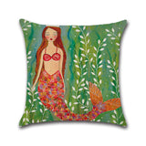 Mermaid,Printed,Cotton,Linen,Cushion,Cover,Square,Decor,Comfortable,Pillow