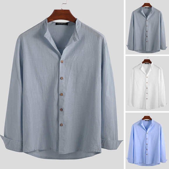 Men's,Linen,Sleeve,Solid,Shirts,Casual,Comfortable,Camping,Hiking,Business