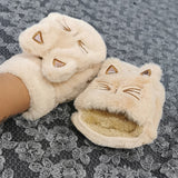 Women,Plush,Thicken,Cartoon,Pattern,Gloves